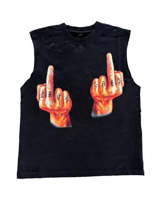 “SAEF F U SLEEVELESS TEE”